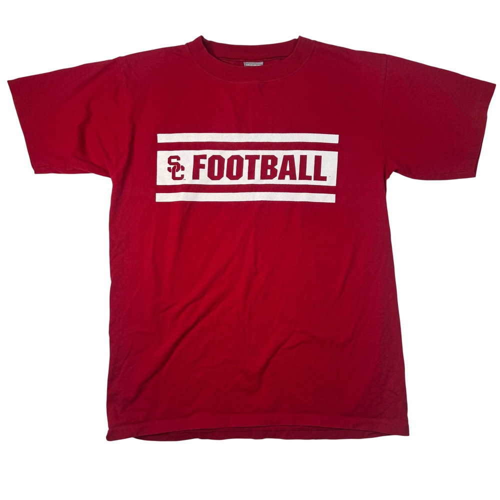 Vintage 90s USC Trojans Football Shirt Red Made USA College Men XL Single Stitch